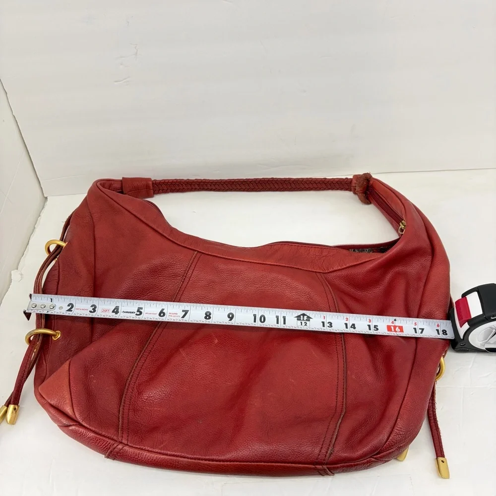 Allison Scott Red Leather Hobo Bag